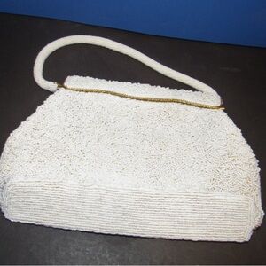 Vintage Off White Beaded Bag / purse